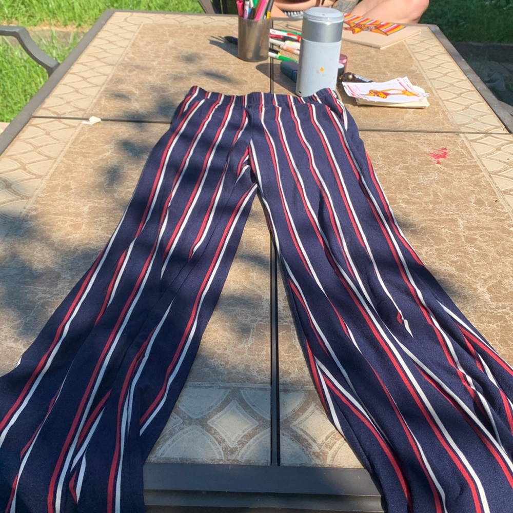 Flare leggings, red, white and blue, size large.
